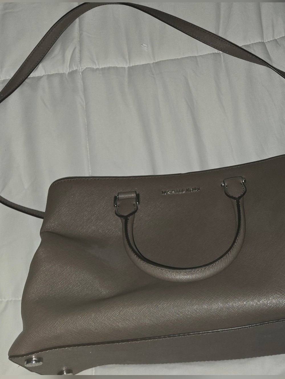 Michael Kors Gray Saffiano Leather Satchel - Picture 2 of 5